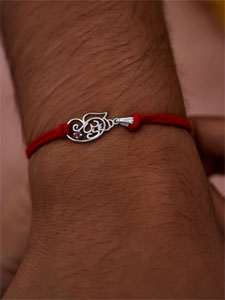 Ganesha Om Silver Rakhi Pendant